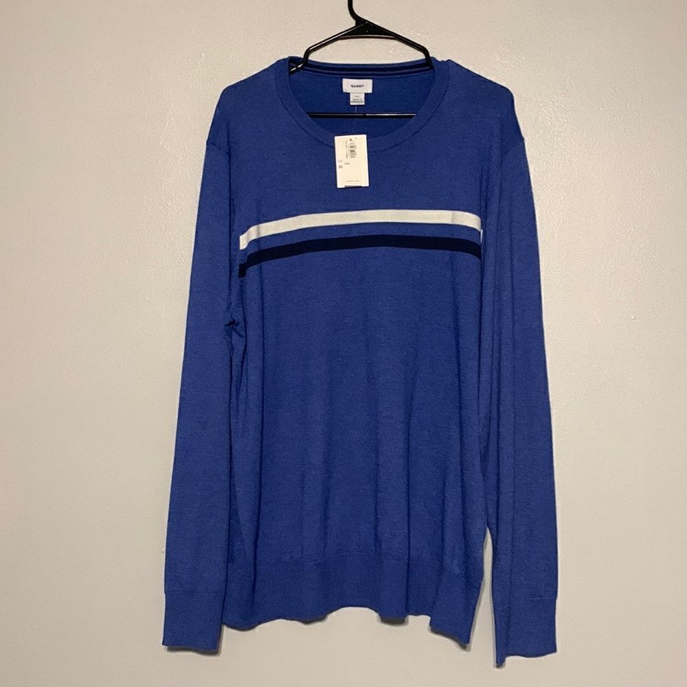 Old Navy Sweater Men's Size XXL Blue Long Sleeve Knit Round Neck Pullover NEW